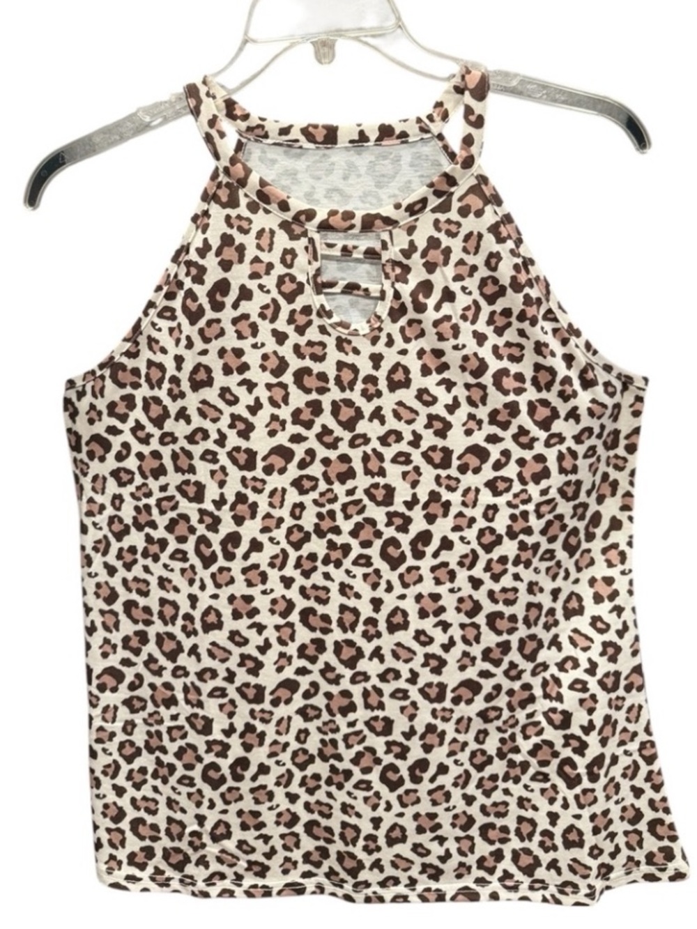NWOT Lightweight Animal Print Halter Keyhole Tee PTP 21 - Picture 11 of 11